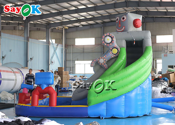 Bơm hơi Bouncy Slides Robot sân sau tùy chỉnh Trượt nước theo chủ đề với hồ bơi
