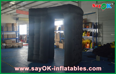 Inflatable Photo Booth Cho Thuê Quảng Cáo Bơm Hơi Vuông Vải Oxford Màu Đen Với 2 Cửa Đối Diện