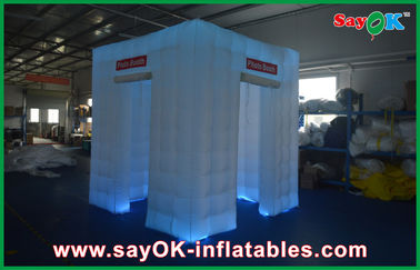 Photo Booth Đèn Led đẹp Cube Inflatable Photo Booth Logo cho các câu lạc bộ ngoài trời