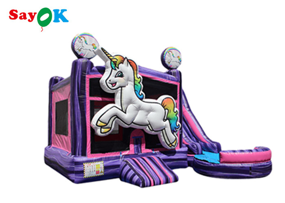 Trượt trẻ em bơm bơm Unicorn Bounce House Jumper Slide Party Cho thuê Unicorn Kid Zone Combo ướt khô