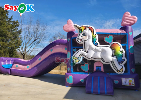 Trượt trẻ em bơm bơm Unicorn Bounce House Jumper Slide Party Cho thuê Unicorn Kid Zone Combo ướt khô