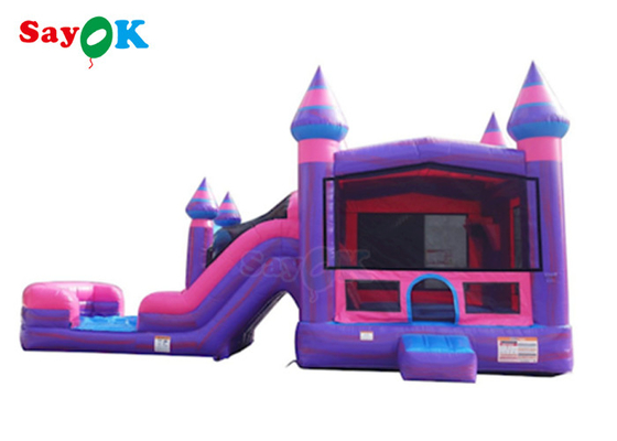 Cô gái Pastel Pink Inflatable Bounce House White Bouncy Jumping Castle