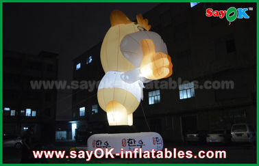 Quảng cáo 10m Giant Oxford Cow Inflatable Cartoon Màu trắng với đèn LED Nhân vật hoạt hình cho bữa tiệc sinh nhật