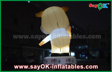Quảng cáo 10m khổng lồ oxford bò inflatable phim hoạt hình màu trắng với ánh sáng dẫn