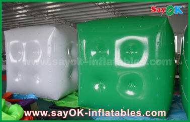 Quảng cáo Trắng Xanh Inflatable Balloon / Cube Helium Balloon Với Logo In