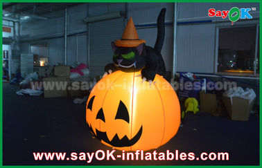 Halloween bền Inflatable Trang trí ngày lễ Pumpkin Cat Với ​​Led chiếu sáng