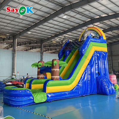Màn trượt nổi ngoài trời khổng lồ thương mại cho người lớn Blow Up Water Slide Jumpers Bounce Logo Printing