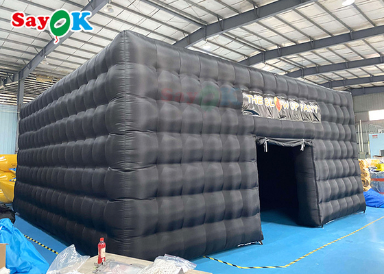 Lều ngoài trời bơm nổi Đường chơi disco Đen nhà cube Blow Up Nightclub Lều với ánh sáng Lều tiệc bơm nổi