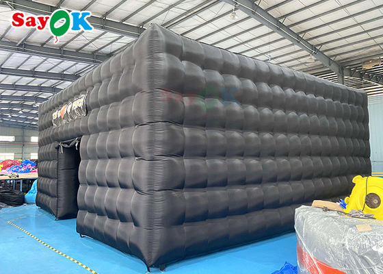 Lều ngoài trời bơm nổi Đường chơi disco Đen nhà cube Blow Up Nightclub Lều với ánh sáng Lều tiệc bơm nổi