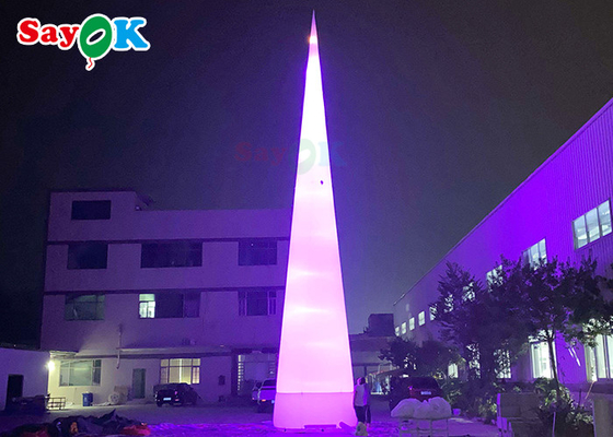 Hình nón giao thông bơm hơi có đèn led trắng 7m 23ft với đèn thay đổi màu sắc