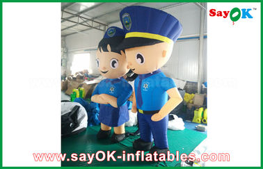 Màu xanh oxford inflatable nhân vật hoạt hình cop / cảnh sát người đàn ông carttoon charaters với 90%
