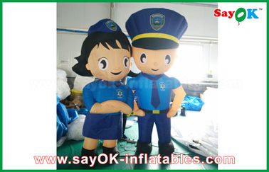 Màu xanh oxford inflatable nhân vật hoạt hình cop / cảnh sát người đàn ông carttoon charaters với 90%