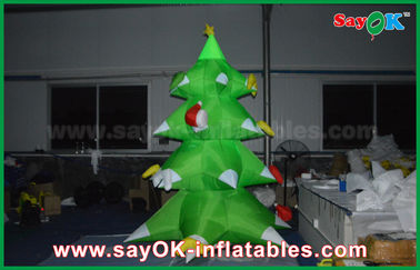 Màu xanh lá cây Nylon Inflatable Christmas Tree LED chiếu sáng 2.5mm Nylon cho Giáng sinh