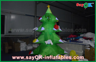 Màu xanh lá cây Nylon Inflatable Christmas Tree LED chiếu sáng 2.5mm Nylon cho Giáng sinh
