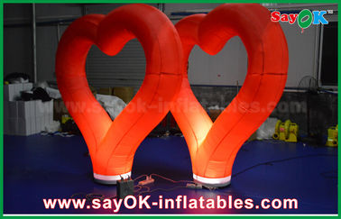 Đám cưới ngoài trời Inflatable trang trí Red Nylon Inflatable tim với ánh sáng LED