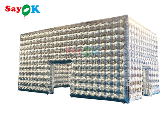 Chuồng cube bơm bằng bạc tùy chỉnh cho bữa tiệc đám cưới biểu diễn triển lãm sự kiện chuồng khí bơm
