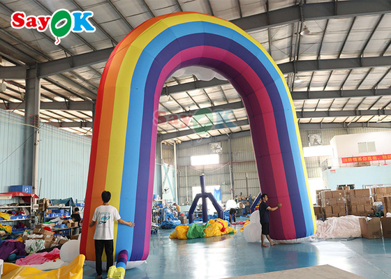 Rainbow Inflatable Arch Quảng cáo đầy màu sắc Cổng thổi lên để trang trí