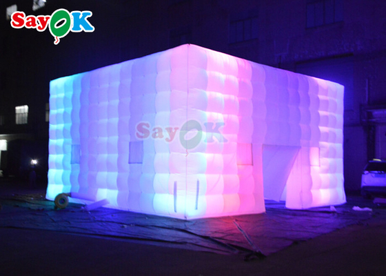 Cửa hàng Air Cube được tùy chỉnh Cửa hàng Air Cube được thổi phồng Câu lạc bộ đêm Cửa sổ chụp ảnh đám cưới với đèn LED đầy màu sắc Cửa hàng Air Cable được thổi phồng