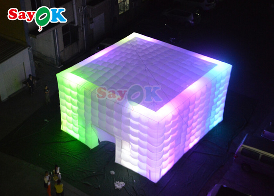 Cửa hàng Air Cube được tùy chỉnh Cửa hàng Air Cube được thổi phồng Câu lạc bộ đêm Cửa sổ chụp ảnh đám cưới với đèn LED đầy màu sắc Cửa hàng Air Cable được thổi phồng
