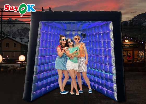 Oxford Portable Inflatable Photo Booth Studio Tent Backdrop Đen LED Cube Inflatable hình V