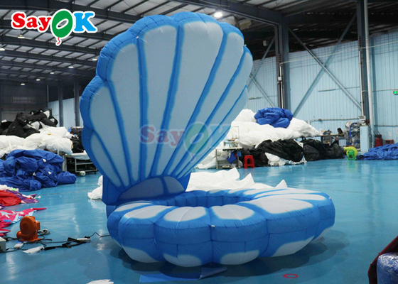 Blue And White Sea Giant Inflatable Clam Shell Trang trí sân khấu với Led