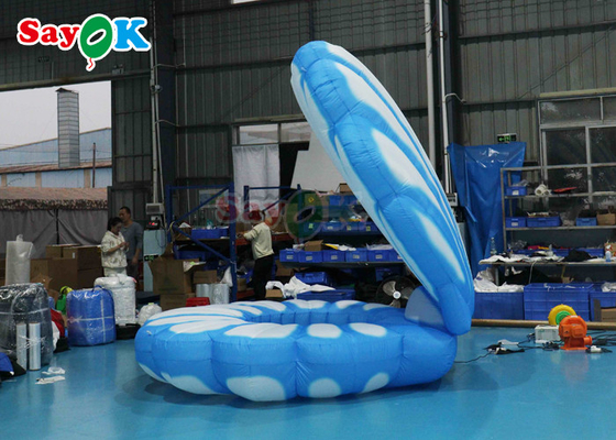 Blue And White Sea Giant Inflatable Clam Shell Trang trí sân khấu với Led