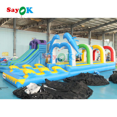 39ft màu xanh slide bán thương mại lớn thổi nước đô thị slide dài cho trẻ em
