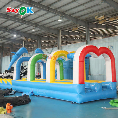 39ft màu xanh slide bán thương mại lớn thổi nước đô thị slide dài cho trẻ em