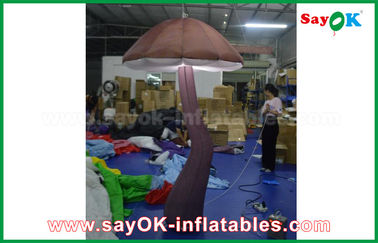 Vivid Brown Inflatable nấm với ánh sáng LED bên trong để hiển thị trang trí