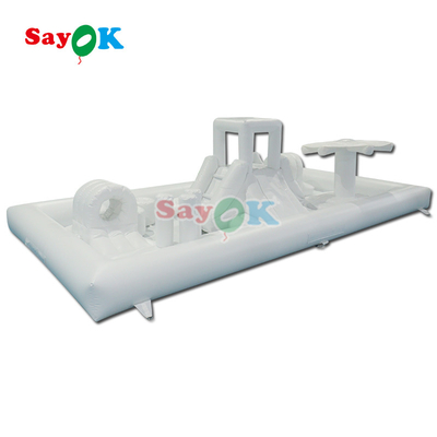 Tùy chỉnh Phong cách Mini Splash Pad màu trắng Công viên nước Khóa rào cản bơm lên sân chơi Lâu đài Slide Combo