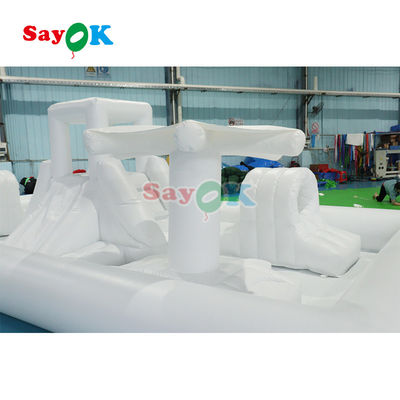 Thiết bị chơi mềm thương mại tùy chỉnh Bạch Splash Pad Công viên nước bơm nổi Bouncing Castle Slide