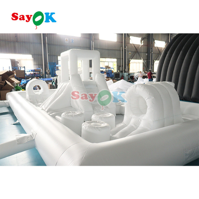 Tùy chỉnh Phong cách Mini Splash Pad màu trắng Công viên nước Khóa rào cản bơm lên sân chơi Lâu đài Slide Combo