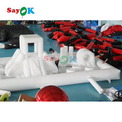 Tùy chỉnh Phong cách Mini Splash Pad màu trắng Công viên nước Khóa rào cản bơm lên sân chơi Lâu đài Slide Combo
