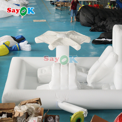 Tùy chỉnh Phong cách Mini Splash Pad màu trắng Công viên nước Khóa rào cản bơm lên sân chơi Lâu đài Slide Combo