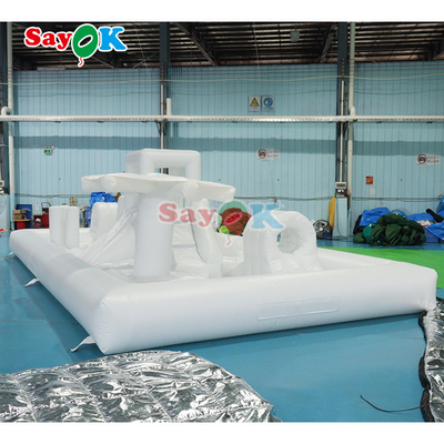 Tùy chỉnh Phong cách Mini Splash Pad màu trắng Công viên nước Khóa rào cản bơm lên sân chơi Lâu đài Slide Combo