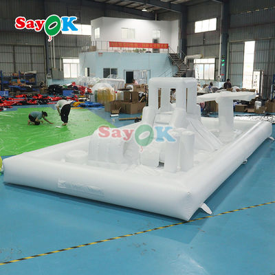 Thiết bị chơi mềm thương mại tùy chỉnh Bạch Splash Pad Công viên nước bơm nổi Bouncing Castle Slide