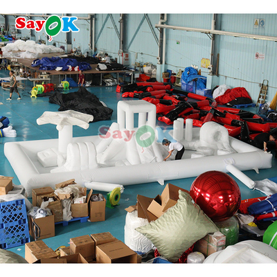 Tùy chỉnh Phong cách Mini Splash Pad màu trắng Công viên nước Khóa rào cản bơm lên sân chơi Lâu đài Slide Combo