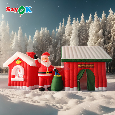 Thiết kế miễn phí 9m Giant Christmas Inflatable Santa House Tent