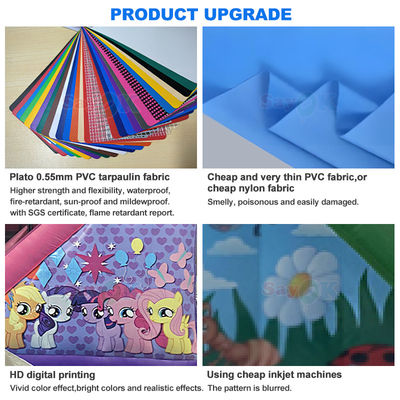 Thiết kế 3D miễn phí 0.55mm PVC Tarpaulin Giáng sinh bơm nổi Tháp nhảy Gingerbread Bounce House với Blower