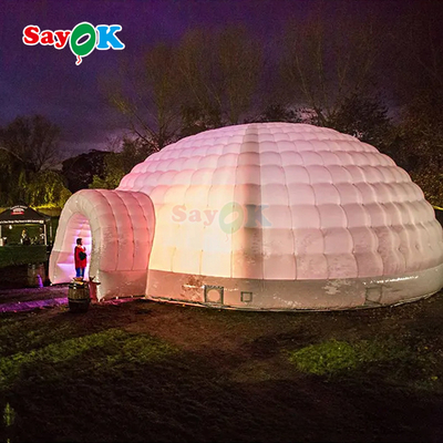 Chất chống nước vải Oxford Đèn LED màu sắc Cúp ngoài trời Lều Igloo bơm lên với máy thổi