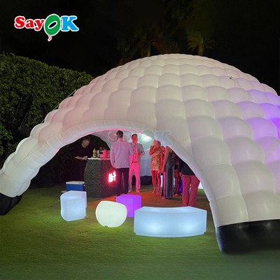 Chất chống nước vải Oxford Đèn LED màu sắc Cúp ngoài trời Lều Igloo bơm lên với máy thổi