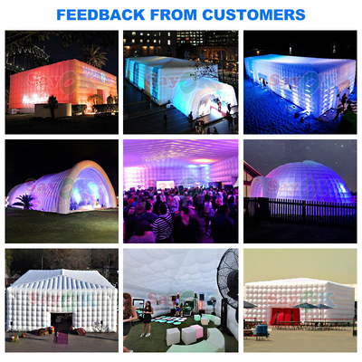 Tùy chỉnh White Square LED Light Tents Camping Party Event Bán trại bơm để thuê