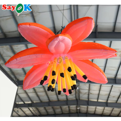 Tùy chỉnh màu tím khổng lồ treo hoa sen hoa đèn LED thổi phồng hoa ánh sáng cho sự kiện trang trí quảng cáo