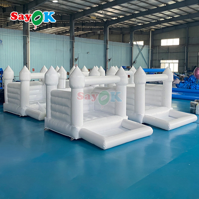Nhà Bật Nhún Trắng Nhỏ Dành Cho Tiệc Cưới, Lâu Đài Bơm Hơi với Hố Bóng