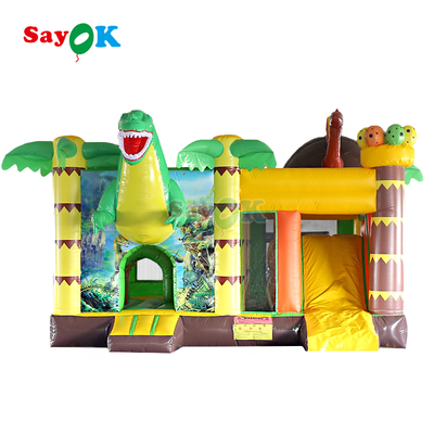 Sayok Nhà hơi bơm hơi khủng long thương mại có cầu trượt cho sự kiện ngoài trời