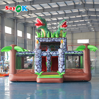 Sayok Nhà hơi bơm hơi khủng long thương mại kết hợp cầu trượt cho sự kiện ngoài trời