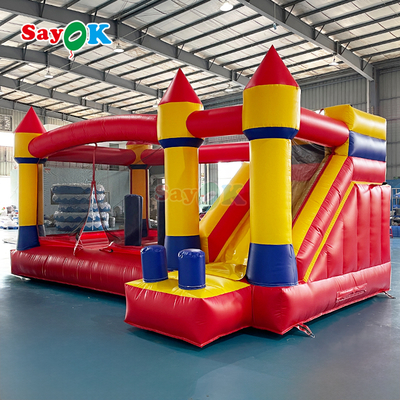 Nhà Bật Bungee Thương Mại Bạt Lâu Đài Phao Bơm Hơi Kết Hợp Cầu Trượt