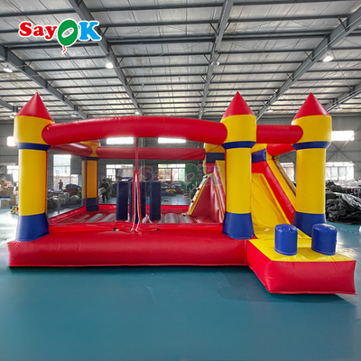 Nhà Bật Bungee Thương Mại Bạt Lâu Đài Phao Bơm Hơi Kết Hợp Cầu Trượt