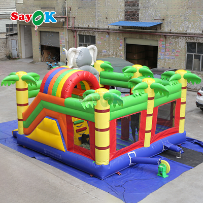 Sayok Voi Rừng Chủ Đề Bơm Hơi Nhà Banh Kết Hợp Lâu Đài Bơm Hơi cho Trẻ Em