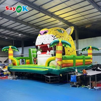 Tiger Jungle Chủ đề Bounce House Inflatable Giant Bouncy Castle cho trẻ em